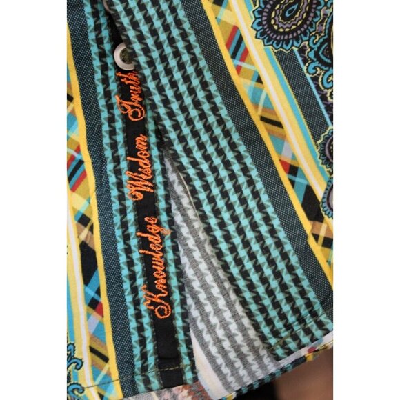 Robert Graham Men Shirt Paisley Long Sleeve Button Striped Flip Cuff Multi Sz L - Picture 8 of 14